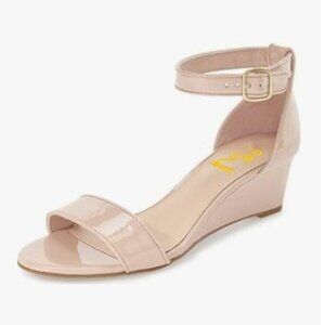 FSJ Nude Open Toe Ankle Strap Buckle Comfy Shoes Low Heels Wedge Sandal
